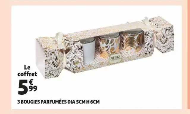 3 bougies parfumées dia 5 cm h 6 cm