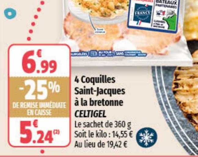 4 coquilles saint-jacques à la bretonne celtigel