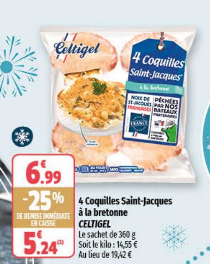 4 coquilles saint-jacques à la bretonne celtigel