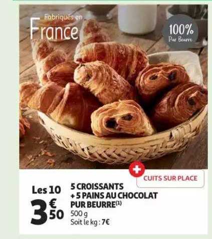 5 Croissants + 5 Pains Au Chocolat Pur Beurre