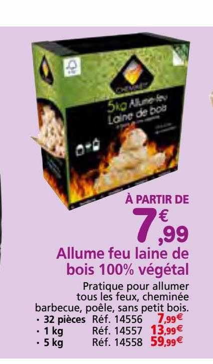 allume feu laine de bois 100% végétal