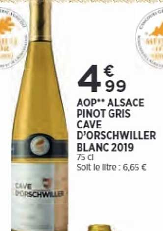 aop alsace pinot gris cave d'orschwiller blanc 2019