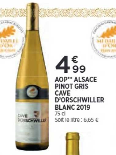 aop alsace pinot gris cave d'orschwiller blanc 2019