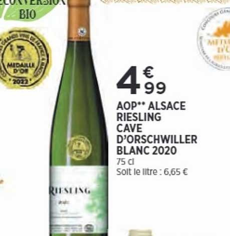 aop alsace riesling cave d'orschwiller blanc 2020