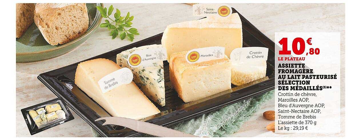 assiette fromagère au lait pasteurisé sélection des médaillés