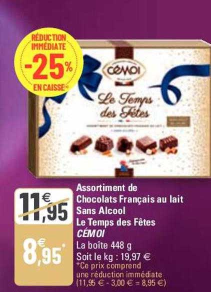 Assortiment De Chocolats Français Au Lait Sans Alcool Le Temps Des Fêtes Cémoi