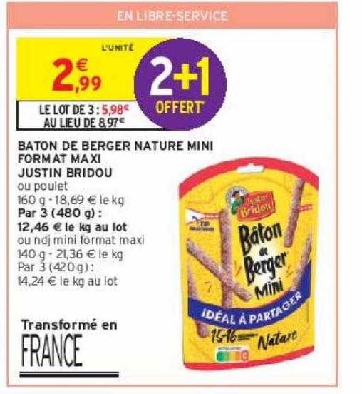 bâton de berger nature mini format maxi justin bridou