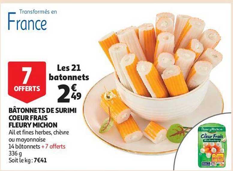 bâtonnets de surimi cœur frais fleury michon