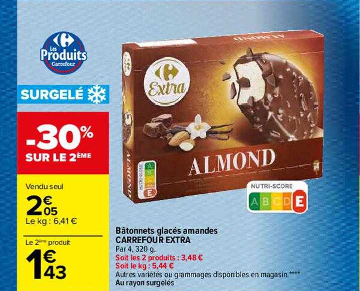 Bâtonnets Glacés Amandes Carrefour Extra