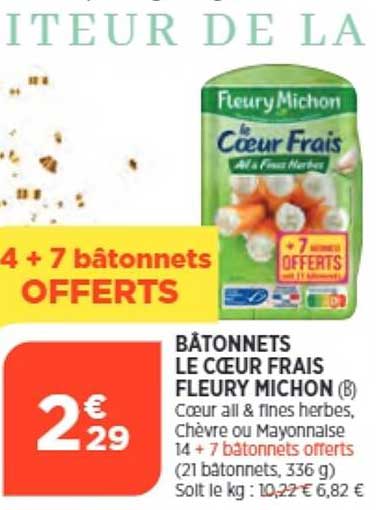 bâtonnets le cœur frais fleury michon