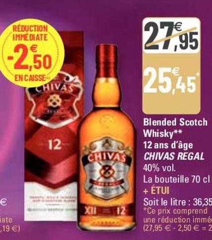 blended scotch whisky 12 ans d'âge chivas regal