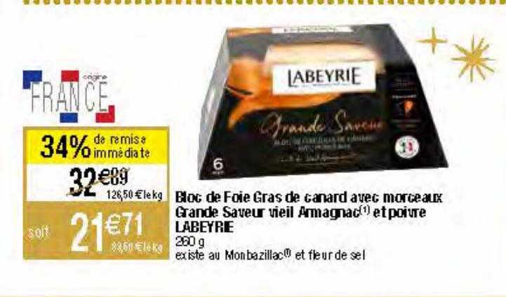 bloc de foie gras de canard avec morceaux grande saveur vieil armagnac et poivre labeyrie