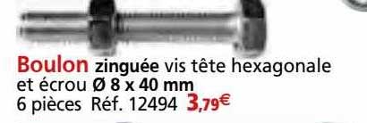 boulon zinguée vis tête hexagonale