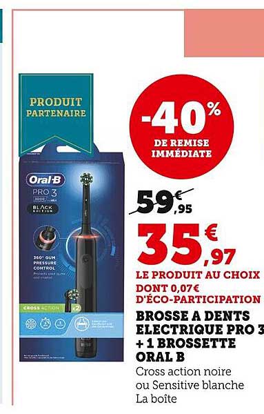 brosse à dents électrique pro 3 + 1 brossette oral b