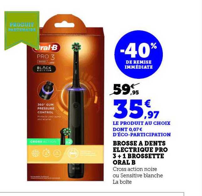 brosse à dents électrique pro 3 + 1 brossette oral b
