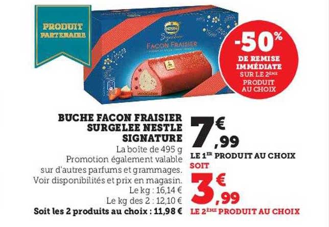 bûche façon fraisier surgelée nestlé signature