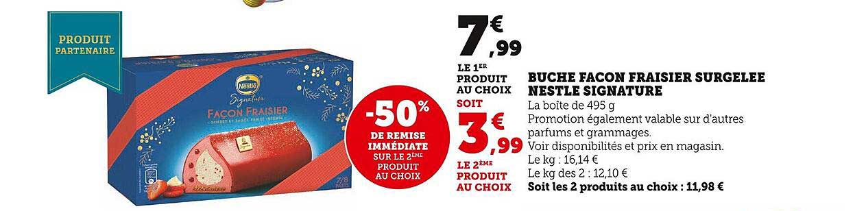 Bûche Façon Fraisier Surgelée Nestlé Signature