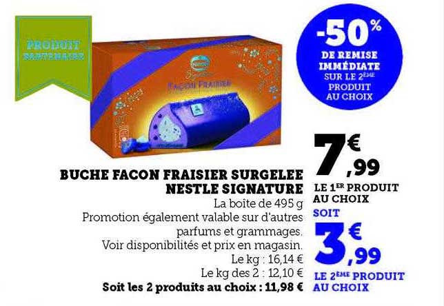 bûche façon fraisier surgelée nestlé signature