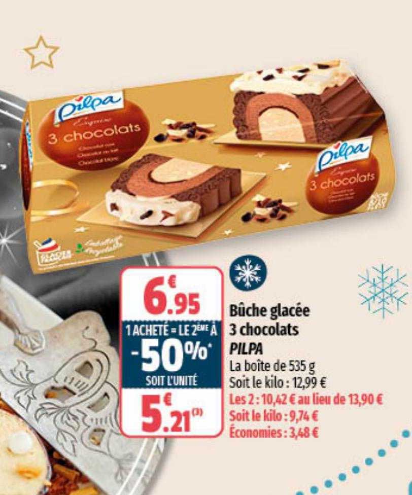 Bûche Glacée 3 Chocolats Pilpa