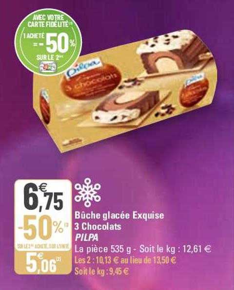 bûche glacée exquise 3 chocolats pilpa