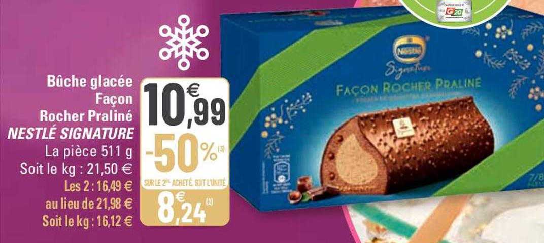bûche glacée façon rocher praliné nestlé signature