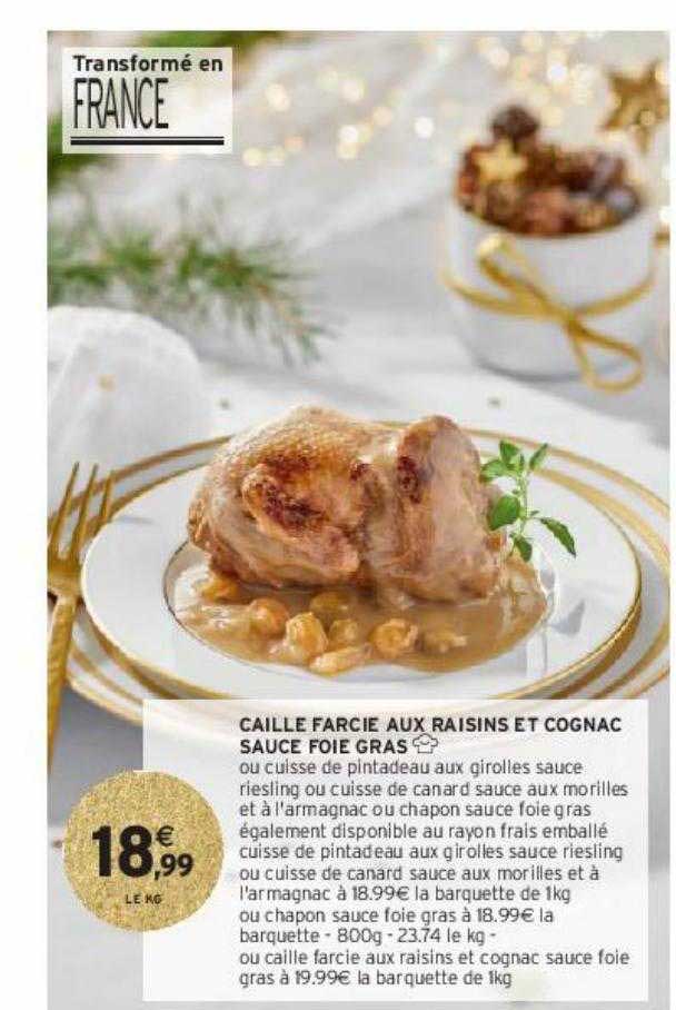 caille farcie aux raisins et cognac sauce foie gras