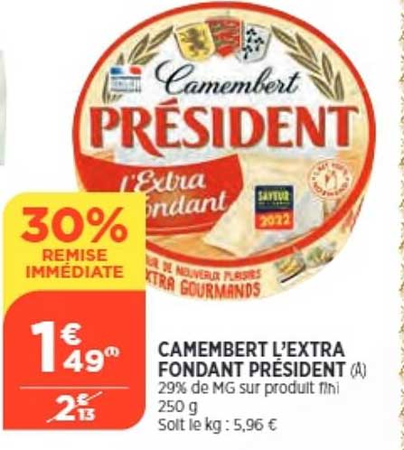 Camembert L'extra Fondant Président