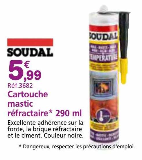cartouche mastic réfractaire 290ml soudal