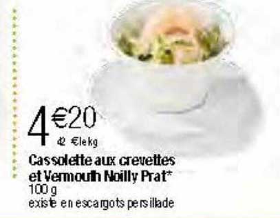 cassolette aux crevettes et vermouth noilly prat