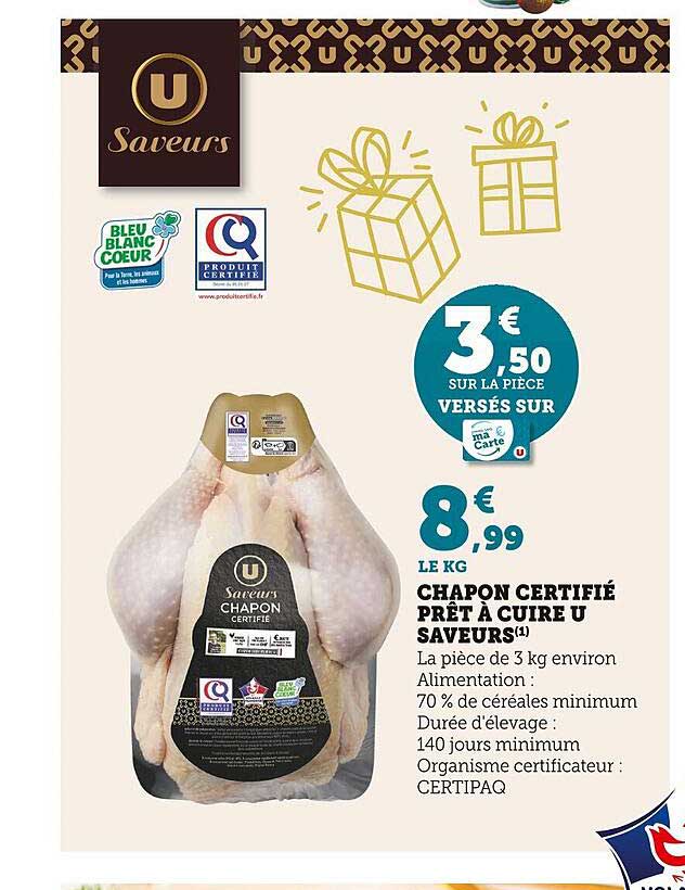 chapon certifié prêt à cuire u saveurs