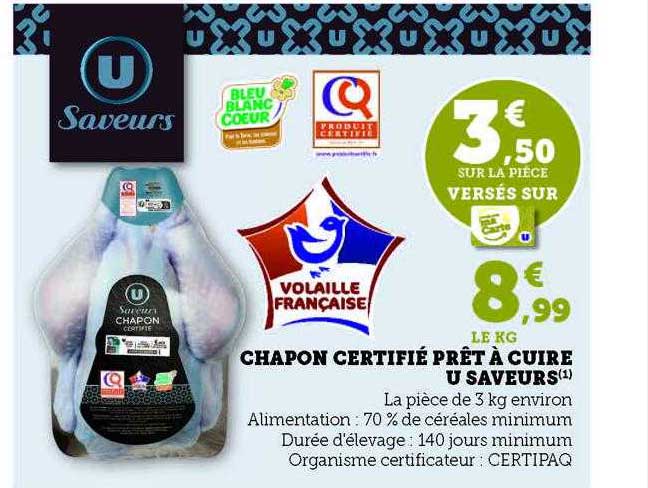 chapon certifié prêt à cuire u saveurs