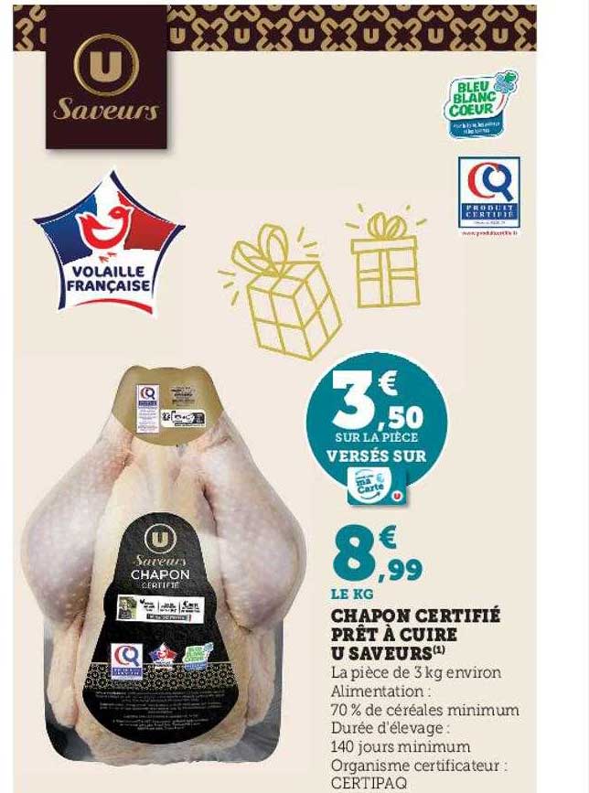 chapon certifié prêt à cuire u saveurs