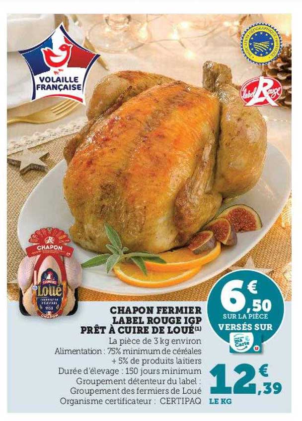 chapon fermier label rouge igp prêt à cuire de loué