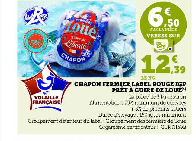 chapon fermier label rouge igp prêt à cuire de loué