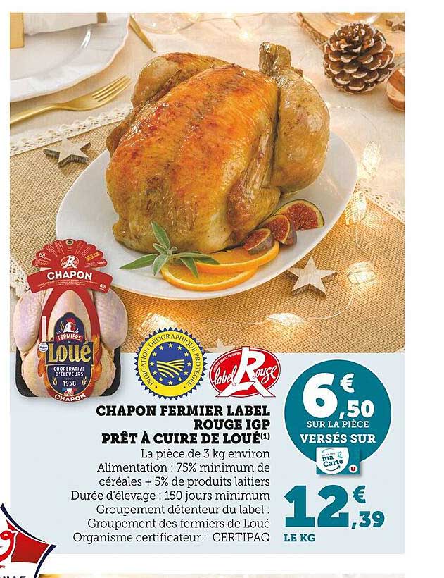 chapon fermier label rouge igp prêt à cuire de loué
