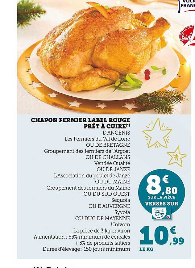 chapon fermier label rouge prêt à cuire