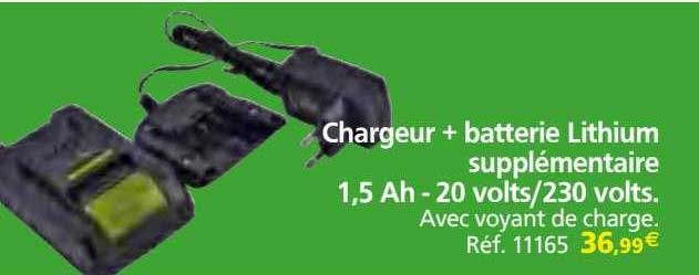 chargeur + batterie lithium supplémentaire 1,5 ah - 20 volts-230 volts
