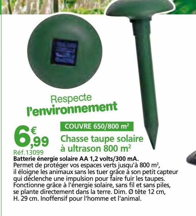chasse taupe solaire à ultrason 800 m²