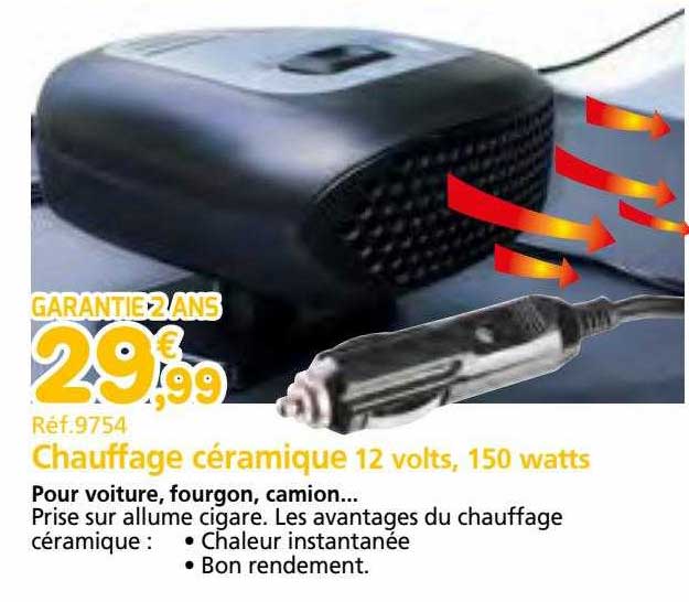 chauffage céramique 12 volts, 150 watts