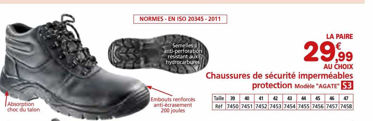 chaussures de sécurité imperméables protection modèle "agate"