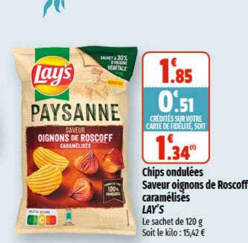 chips ondulées saveur oignons de roscoff caramélisés lay's