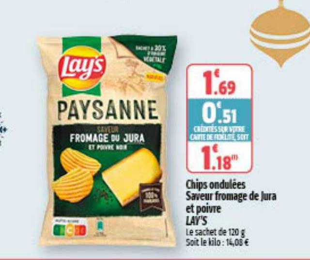 chips ondulées saveur fromage du jura et poivre lay's