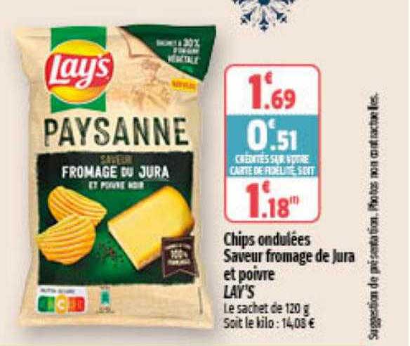chips ondulées saveur fromage du jura et poivre lay's