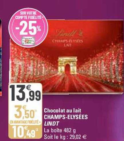 chocolat au lait champs-élysées lindt