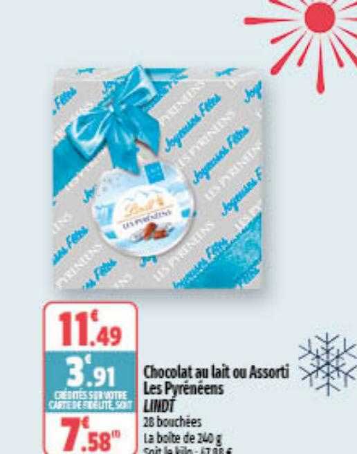 chocolat au lait ou assorti les pyrénéens lindt