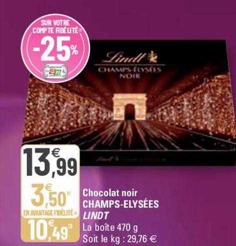 chocolat noir champs-élysées lindt