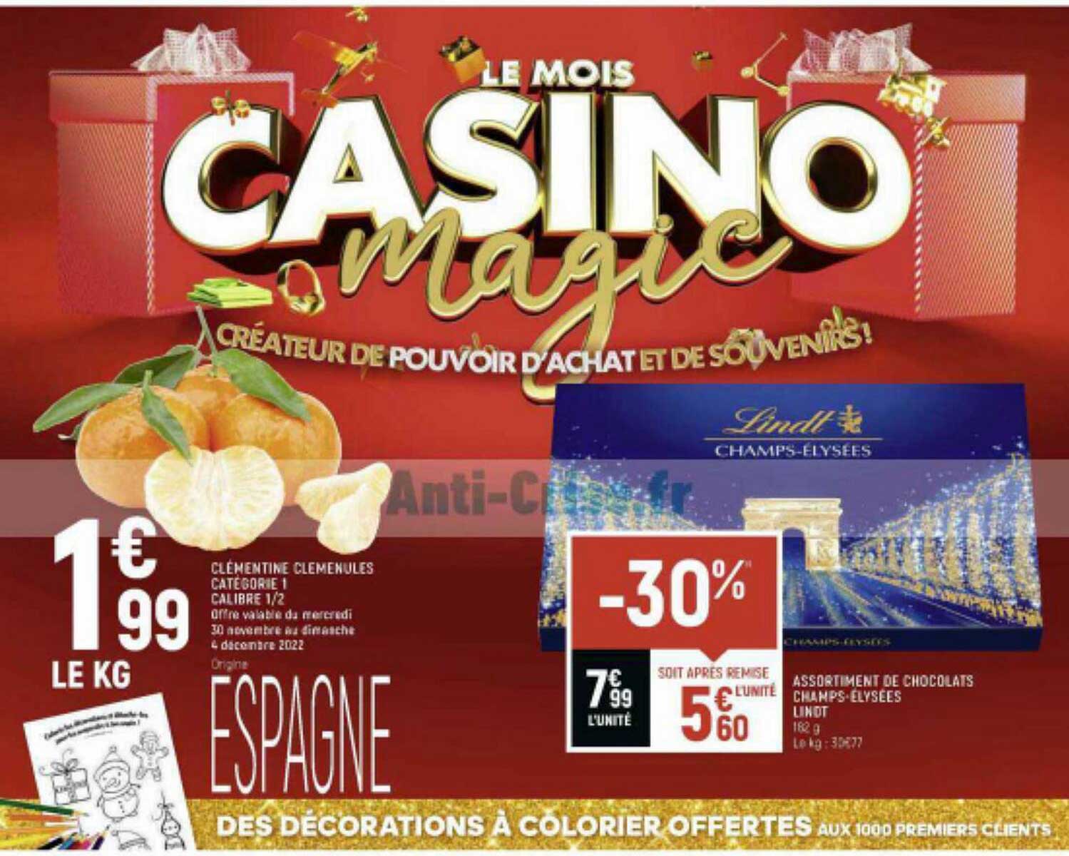 clémentine clémenules , assortiment de chocolats champs-élysées lindt