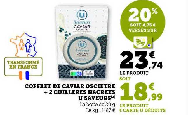 coffret de caviar osciètre + 2 cuillères nacrées u saveurs