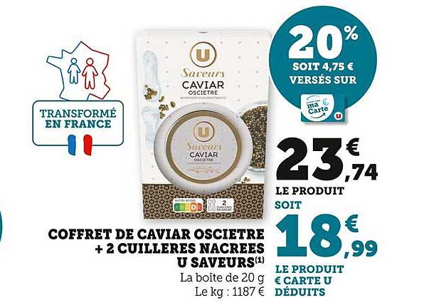 coffret de caviar osciètre + 2 cuillères nacrées u saveurs