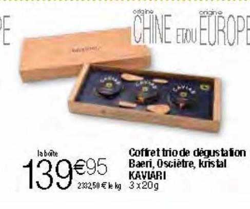 coffret trio de dégustation baeri, osciètre, kristal kaviari